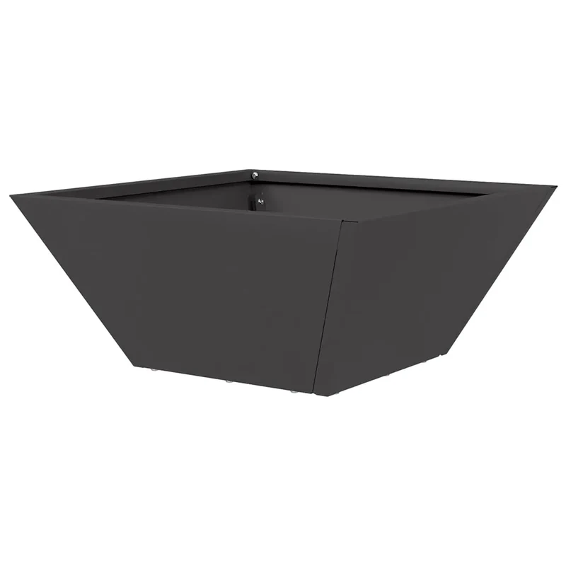Cache-pot de jardin trapézoïdal moderne 35 x 35 x 15 cm en acier laminé à froid noir 02_0052354