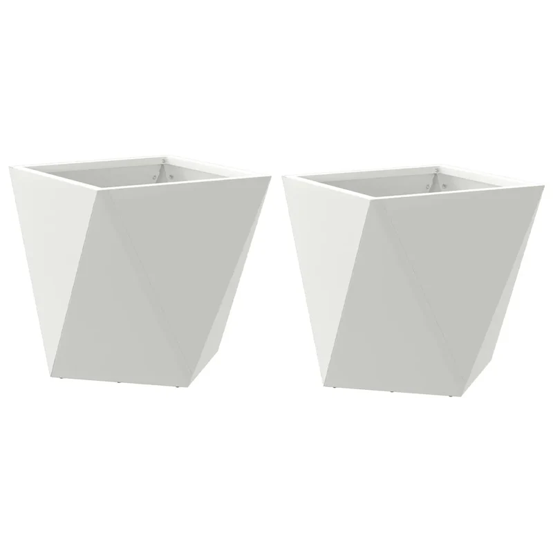 Lot de 2 jardinières rectangulaires modernes 30 x 30 x 30 cm pour plantes décoratives en acier blanc 02_0053051
