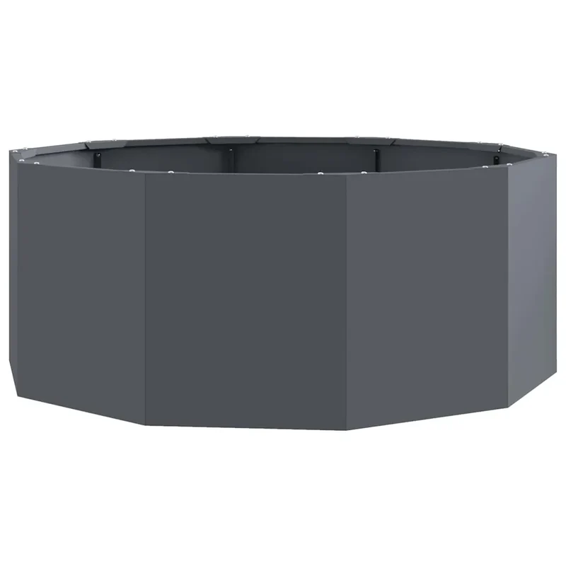 Jardinière ronde design moderne extérieur 90 x 90 x 35 cm pratique durable en acier anthracite 02_0052973