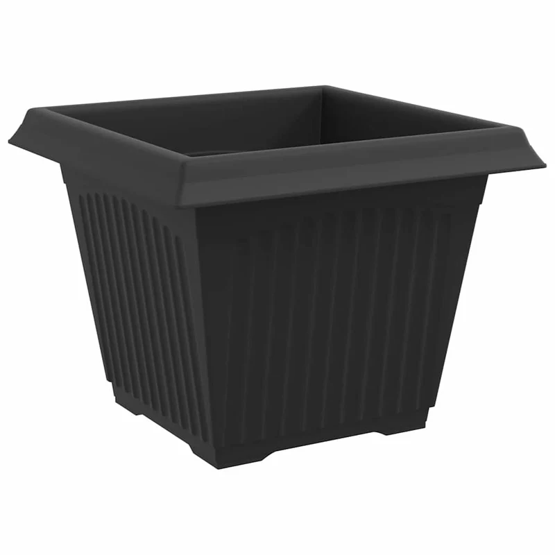 Lot de 6 pots de fleurs carrés légers intérieur extérieur 43 x 43 x 33 cm en plastique noir 02_0059366