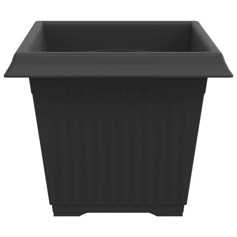 Lot de 6 pots de fleurs carrés légers intérieur extérieur 43 x 43 x 33 cm en plastique noir 02_0059366