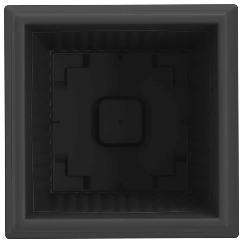 Lot de 6 pots de fleurs carrés légers intérieur extérieur 43 x 43 x 33 cm en plastique noir 02_0059366