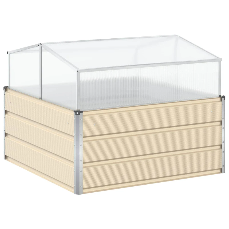 Jardinière carré design industriel moderne jardin 100 x 100 x 77 cm en acier galvanisé ivoire 02_0059174