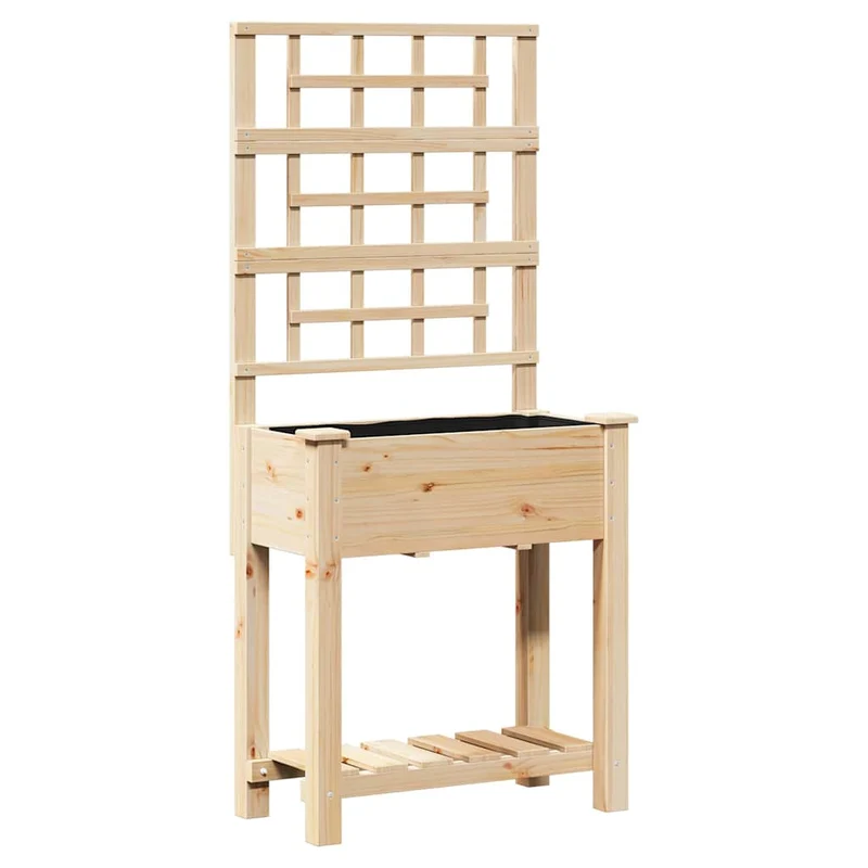 Cache-pot de jardin rectangulaire moderne 71 x 38 x 152 cm durable style minimaliste en bois sapin massif beige 02_0058842