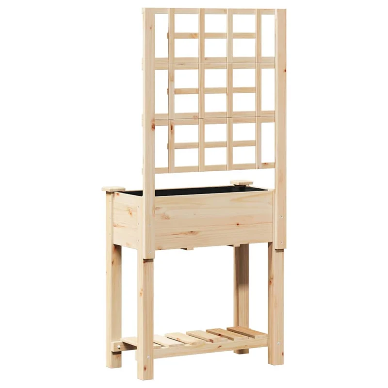 Cache-pot de jardin rectangulaire moderne 71 x 38 x 152 cm durable style minimaliste en bois sapin massif beige 02_0058842