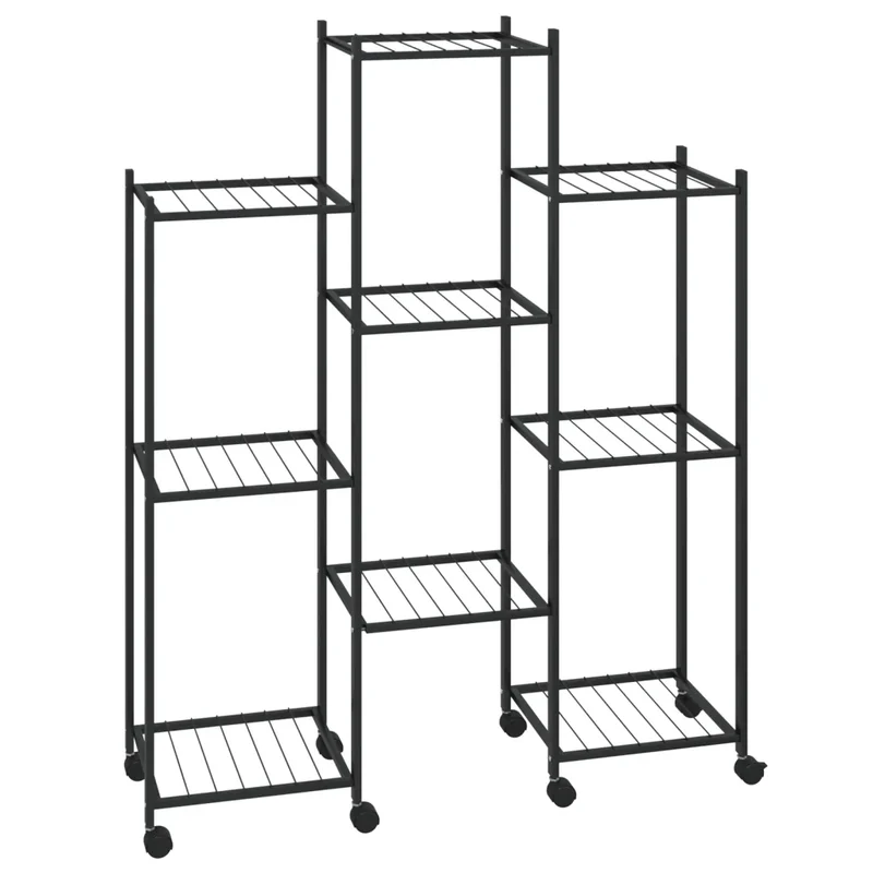 Jardinière sur roues pratique 83 x 25 x 104 cm design moderne intérieur extérieur en fer noir 02_0047090
