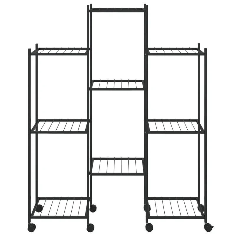 Jardinière sur roues pratique 83 x 25 x 104 cm design moderne intérieur extérieur en fer noir 02_0047090