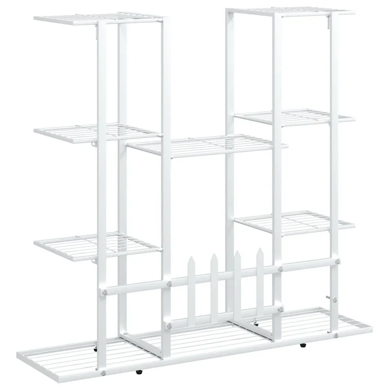 Jardinière étagère de rangement salon jardin 94,5 x 25 x 89 cm en fer blanc 02_0047086