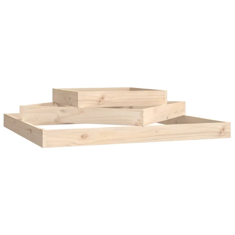 Jardinière 112 x 112 x 27 cm design rustique 3 niveaux pour fleurs jardin en bois massif de pin 02_0048487