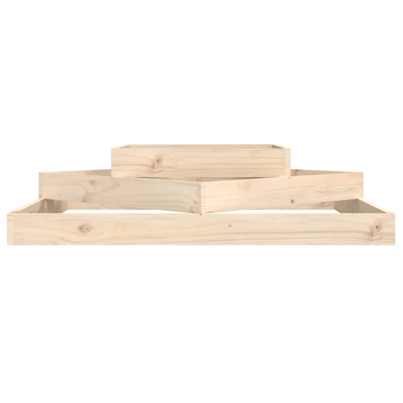 Jardinière 112 x 112 x 27 cm design rustique 3 niveaux pour fleurs jardin en bois massif de pin 02_0048487