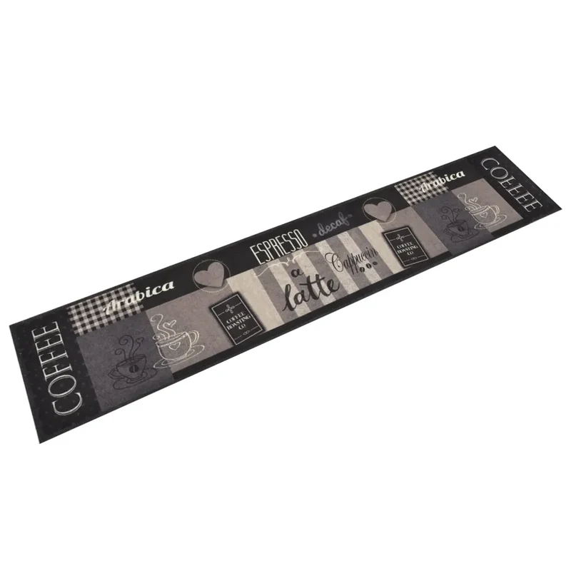 Tapis de cuisine lavable design élégant 300 x 60 cm antidérapant confort ambiance cosy en velours noir 02_0046049