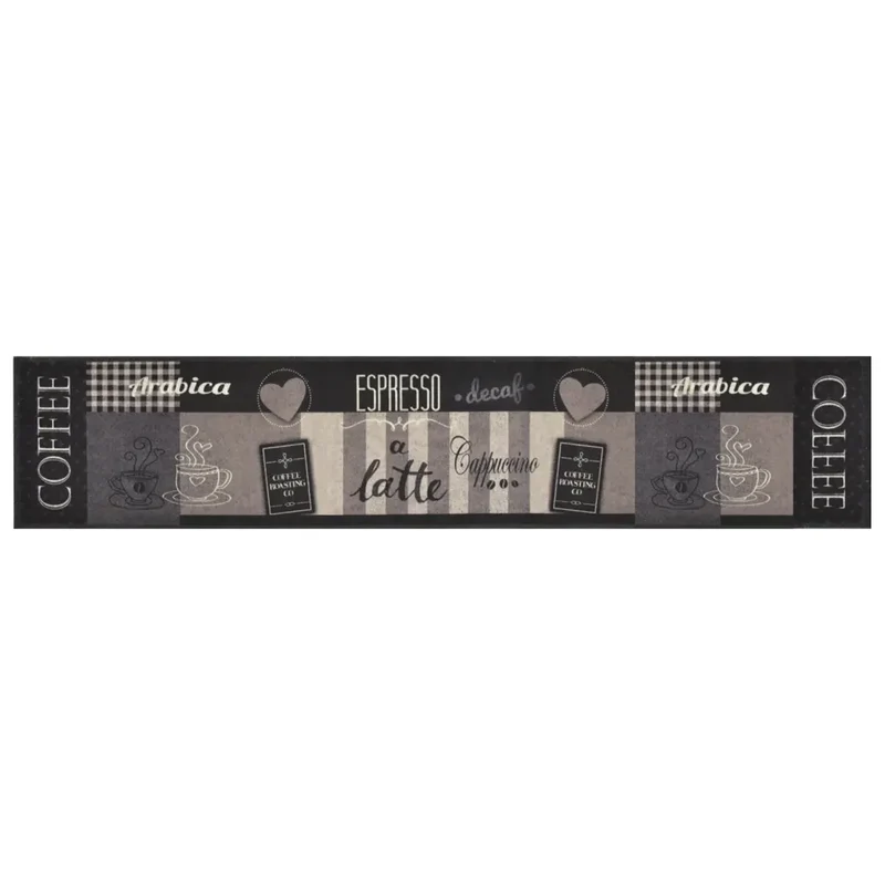 Tapis de cuisine lavable design élégant 300 x 60 cm antidérapant confort ambiance cosy en velours noir 02_0046049