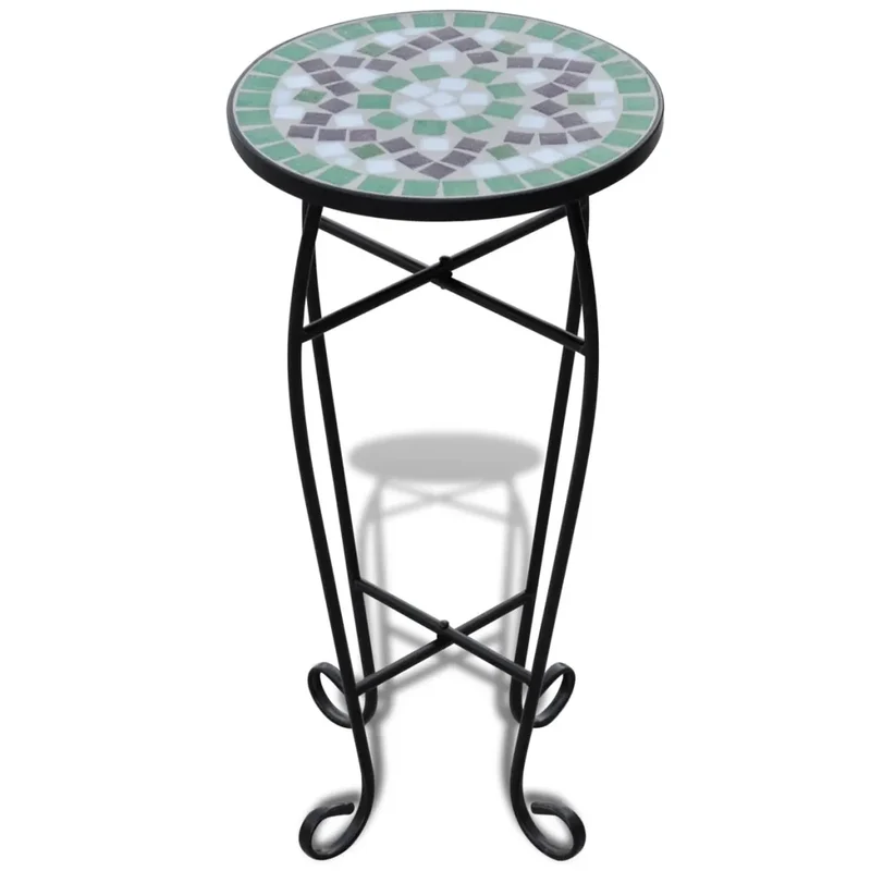 Table d'appoint ronde élégante usage extérieur 30 x 30 x 60 cm en céramique vert 02_0045847