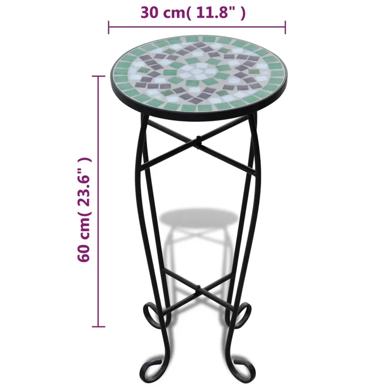 Table d'appoint ronde élégante usage extérieur 30 x 30 x 60 cm en céramique vert 02_0045847