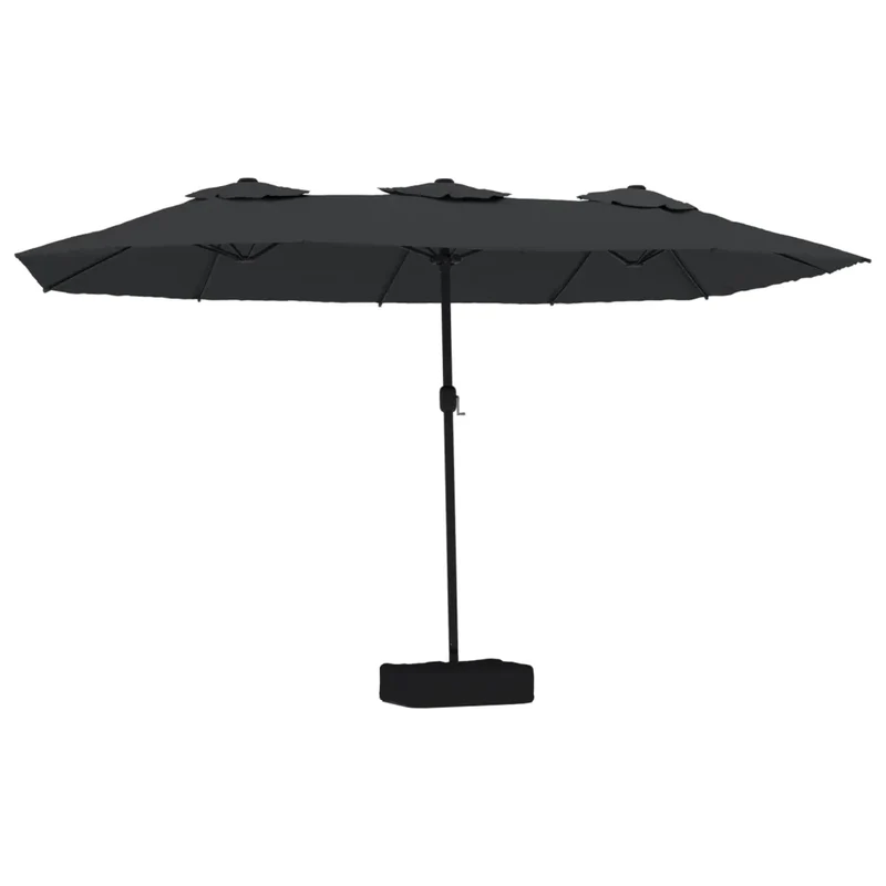 Parasol de jardin double tête 449 x 265 x 245 cm protection UV facile à manœuvrer style contemporain en polyester noir 02_0047377