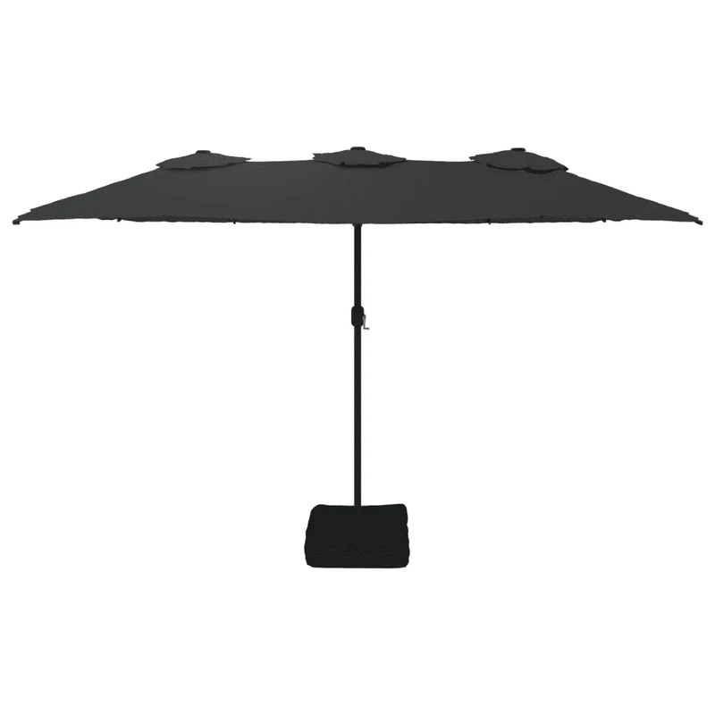 Parasol de jardin double tête 449 x 265 x 245 cm protection UV facile à manœuvrer style contemporain en polyester noir 02_0047377