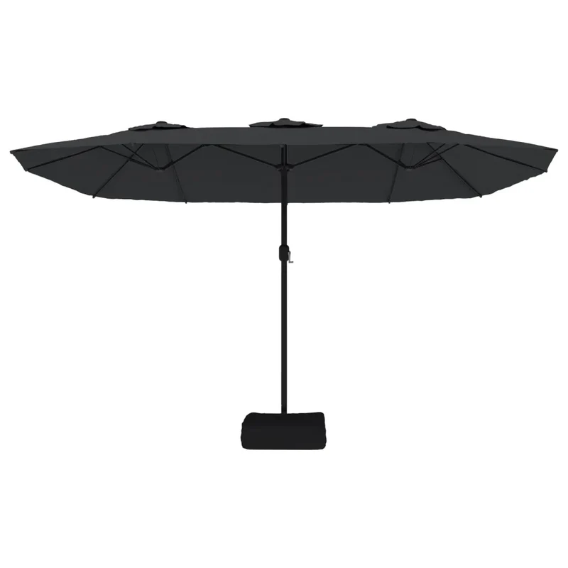 Parasol de jardin double tête 449 x 265 x 245 cm protection UV facile à manœuvrer style contemporain en polyester noir 02_0047377
