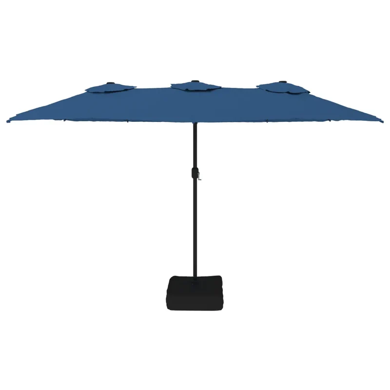Parasol de jardin à double tête 449 x 265 cm protection UV stable moderne en polyester bleu azuré 02_0047378