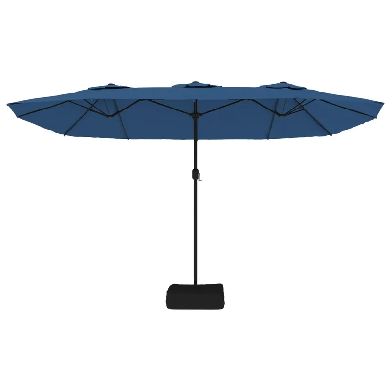 Parasol de jardin à double tête 449 x 265 cm protection UV stable moderne en polyester bleu azuré 02_0047378