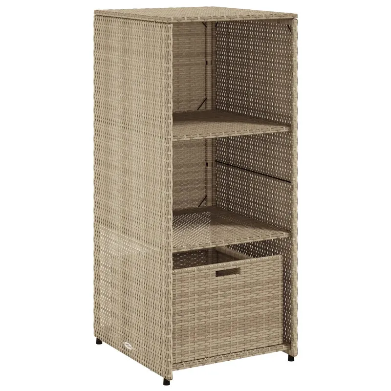 Armoire de rangement de jardin 50 x 55 x 115 cm espace de rangement robuste design moderne en résine tressée beige 02_0047423