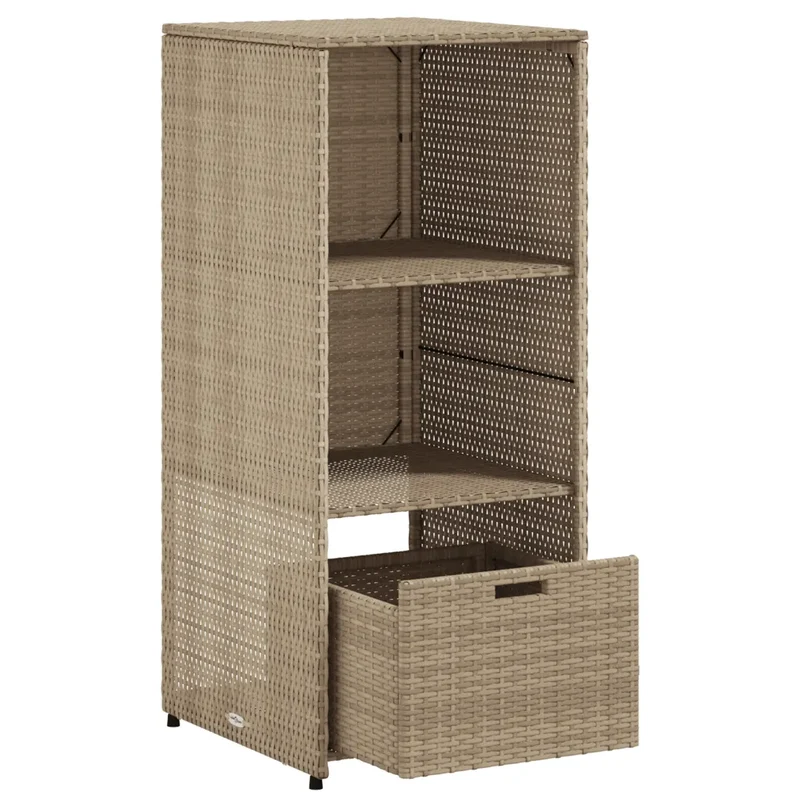 Armoire de rangement de jardin 50 x 55 x 115 cm espace de rangement robuste design moderne en résine tressée beige 02_0047423