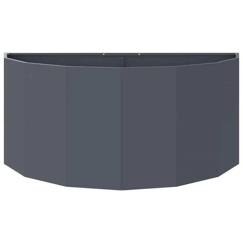 Jardinière demi-ronde moderne jardin terrasse 120 x 60 x 50 cm en acier anthracite 02_0052945