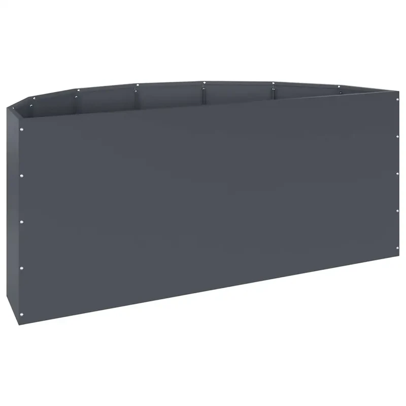Jardinière demi-ronde moderne jardin terrasse 120 x 60 x 50 cm en acier anthracite 02_0052945