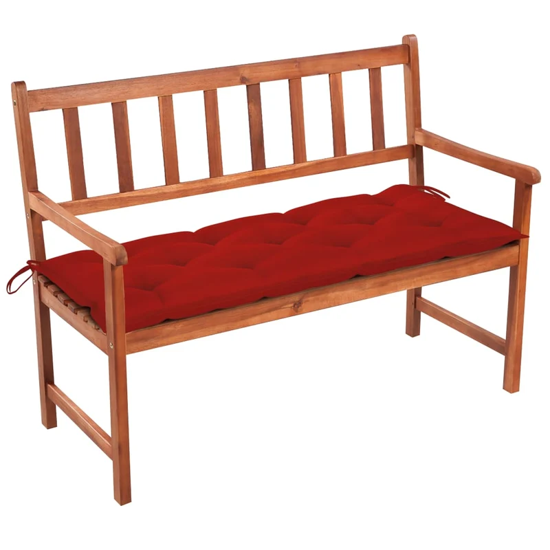 Banc de jardin meuble de patio d'extérieur terrasse avec coussin 120 cm bois d'acacia massif 02_0011395