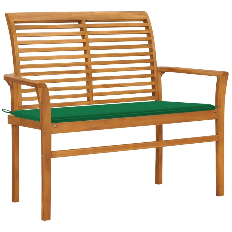 Banc de jardin meuble de patio d'extérieur terrasse avec coussin vert 112 x 55 x 94 cm bois de teck massif 02_0011557