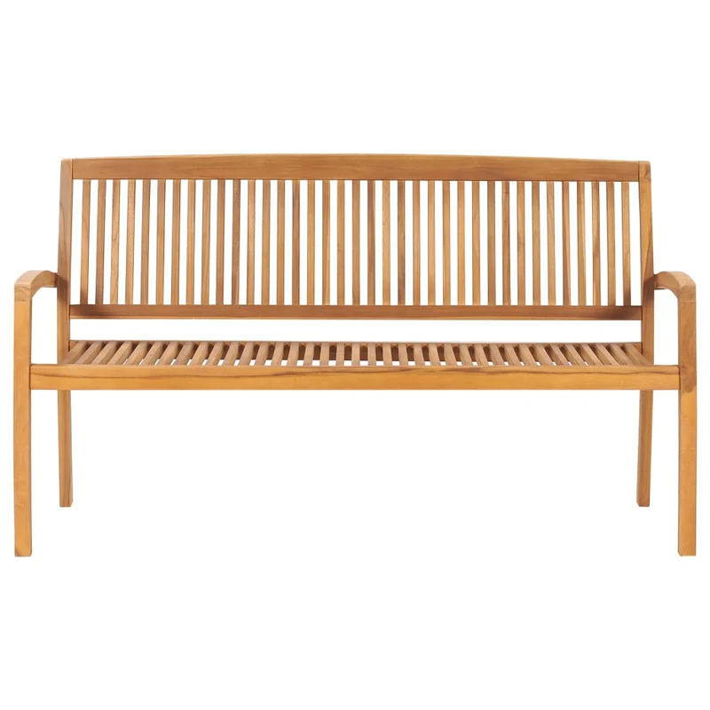 Banc de jardin meuble de patio d'extérieur terrasse empilable et coussin 159 cm bois de teck massif 02_0011705