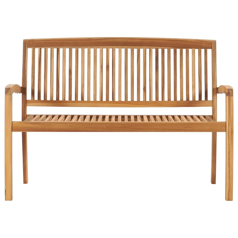 Banc de jardin meuble de patio d'extérieur terrasse empilable et coussin 128,5cm bois de teck massif 02_0011665