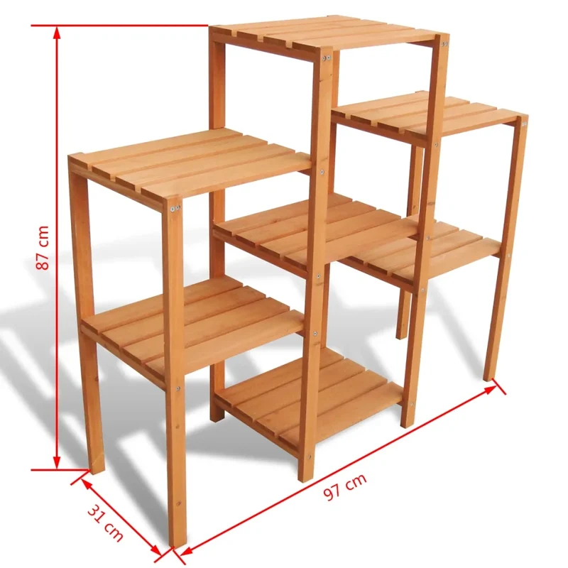 Support de jardinière extérieur 97 x 31 x 87 cm rangement élégant en bois massif marron 02_0045852