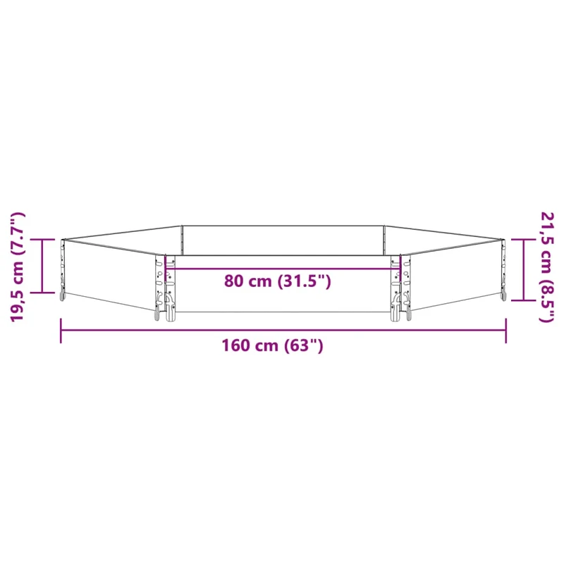 Jardinière bac lit surélevé plantes fleurs terrasse jardin hexagonale 160 x 160 cm bois de pin massif marron 02_0039879