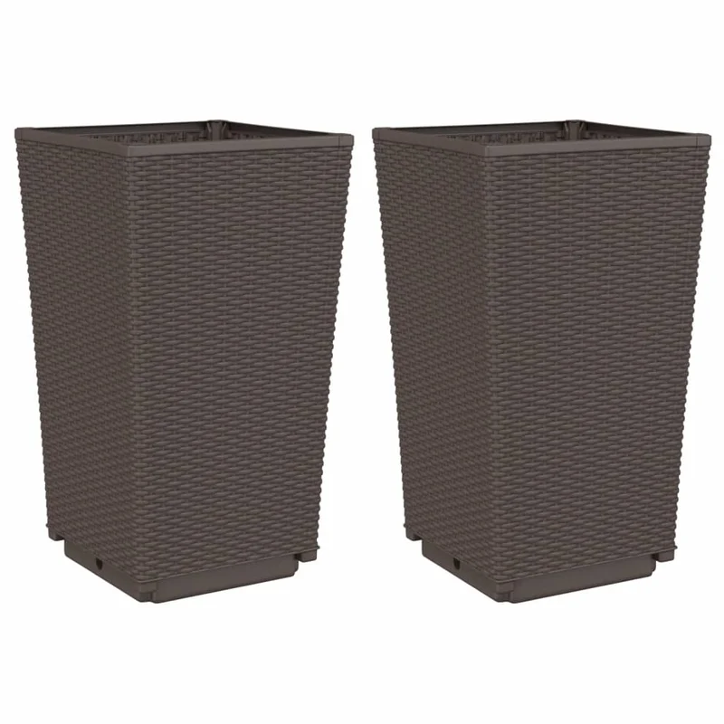 Jardinière bac lit surélevé plantes fleurs jardin terrasses lot de 2 32,5 x 32,5 x 57 cm polypropylène marron 02_0038936