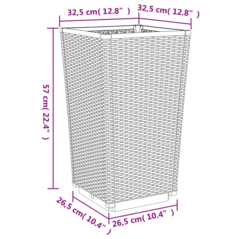Jardinière bac lit surélevé plantes fleurs jardin terrasses lot de 2 32,5 x 32,5 x 57 cm polypropylène marron 02_0038936
