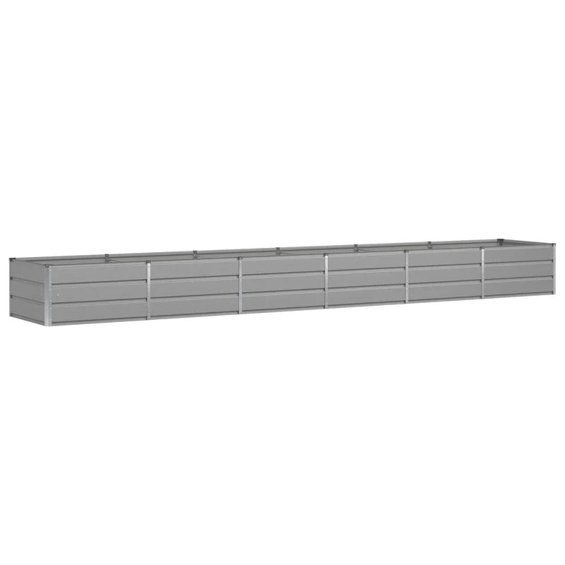 Jardinière moderne rectangulaire 480 x 80 x 45 cm usage intérieur extérieur style industriel en acier gris clair 02_0059194