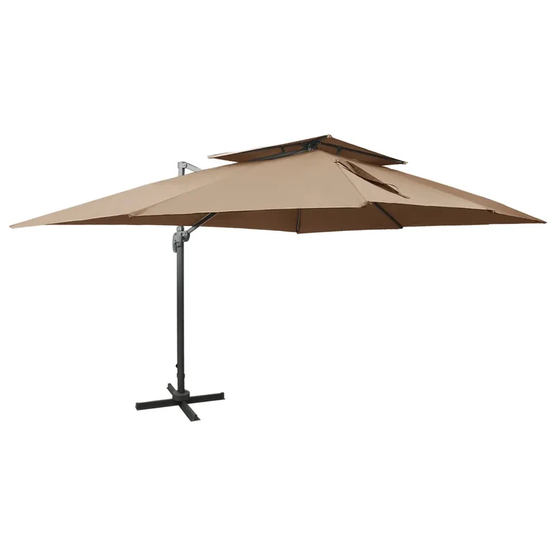 Parasol de jardin en porte-à-faux ajustable inclinable 400 x 300 x 274 cm design moderne taupe en polyester 02_0046503