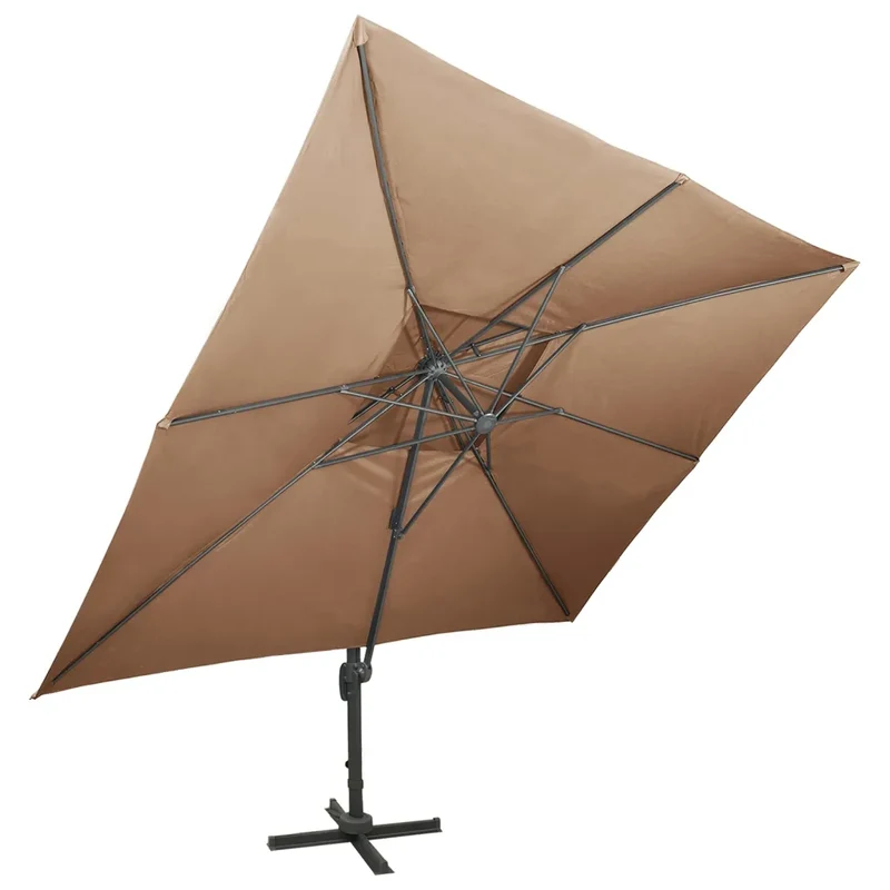 Parasol de jardin en porte-à-faux ajustable inclinable 400 x 300 x 274 cm design moderne taupe en polyester 02_0046503