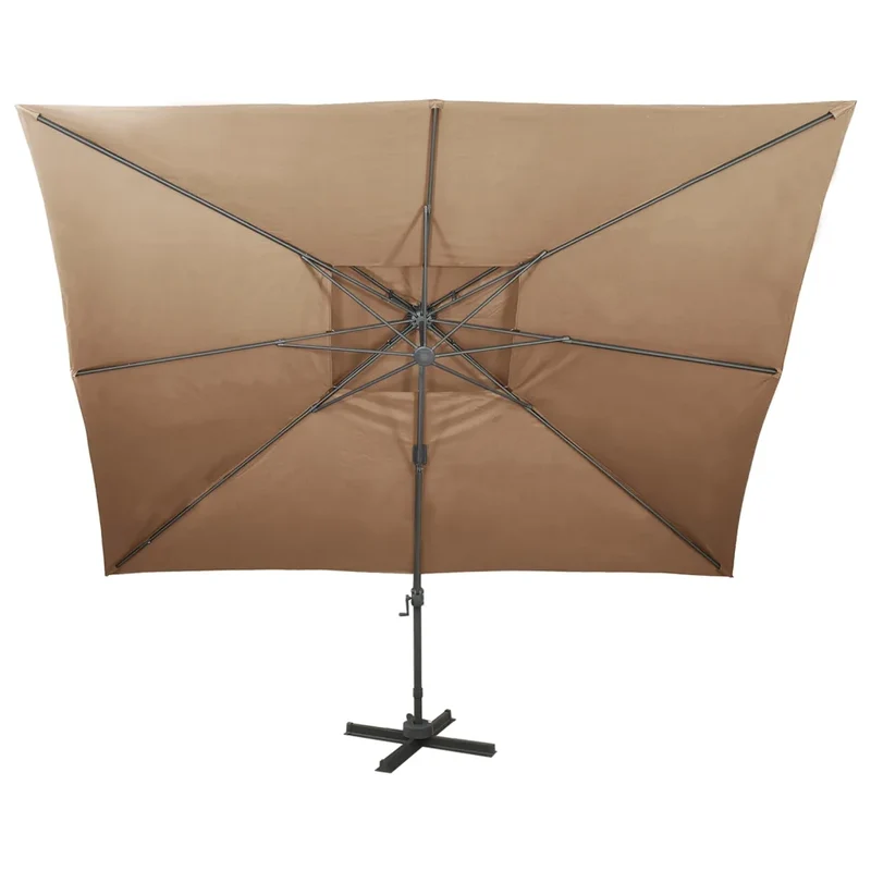 Parasol de jardin en porte-à-faux ajustable inclinable 400 x 300 x 274 cm design moderne taupe en polyester 02_0046503