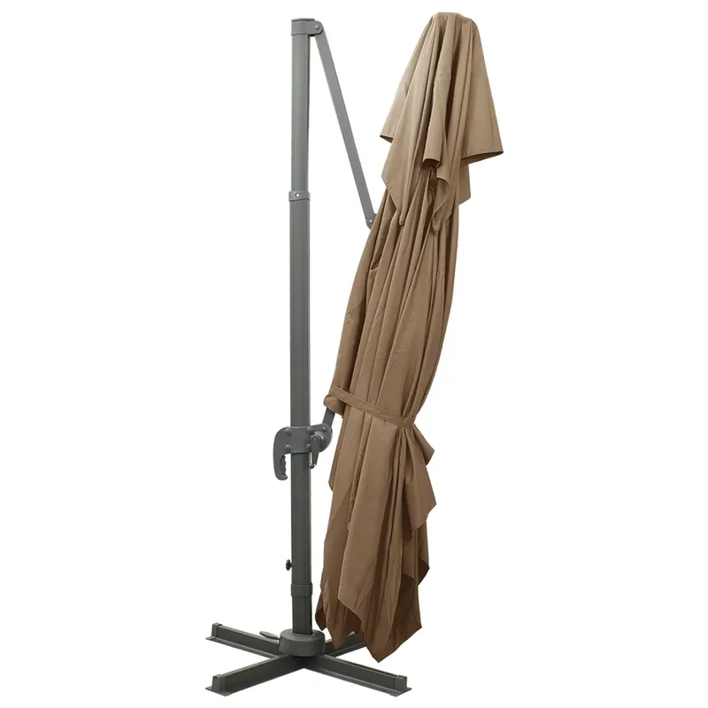 Parasol de jardin en porte-à-faux ajustable inclinable 400 x 300 x 274 cm design moderne taupe en polyester 02_0046503