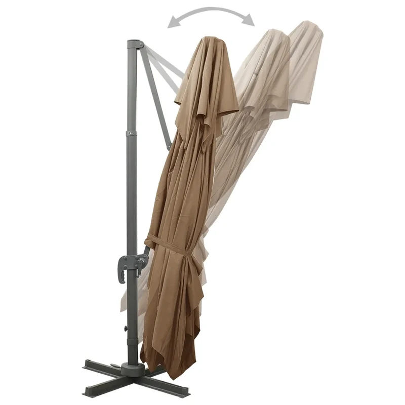 Parasol de jardin en porte-à-faux ajustable inclinable 400 x 300 x 274 cm design moderne taupe en polyester 02_0046503