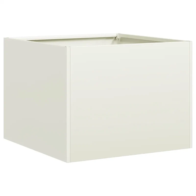 Jardinière moderne jardin balcon 40 x 40 x 30 cm avec fond ouvert esthétique en acier blanc 02_0051577