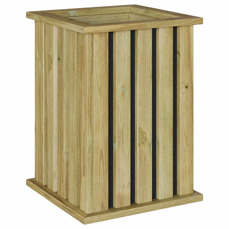Lot de 2 caisses de plantation rectangulaires durables pour jardin terrasse 33 x 33 x 45 cm en pinède marron 02_0058972