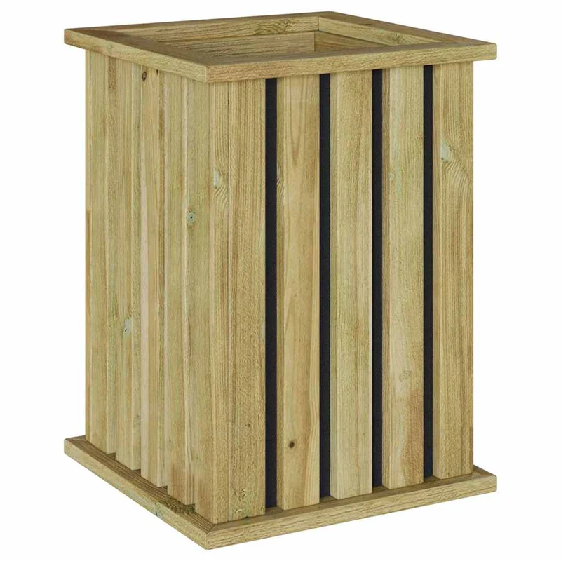 Lot de 2 caisses de plantation rectangulaires durables pour jardin terrasse 33 x 33 x 45 cm en pinède marron 02_0058972