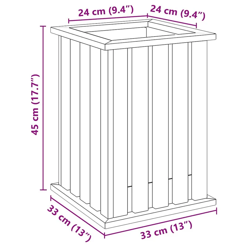 Lot de 2 caisses de plantation rectangulaires durables pour jardin terrasse 33 x 33 x 45 cm en pinède marron 02_0058972