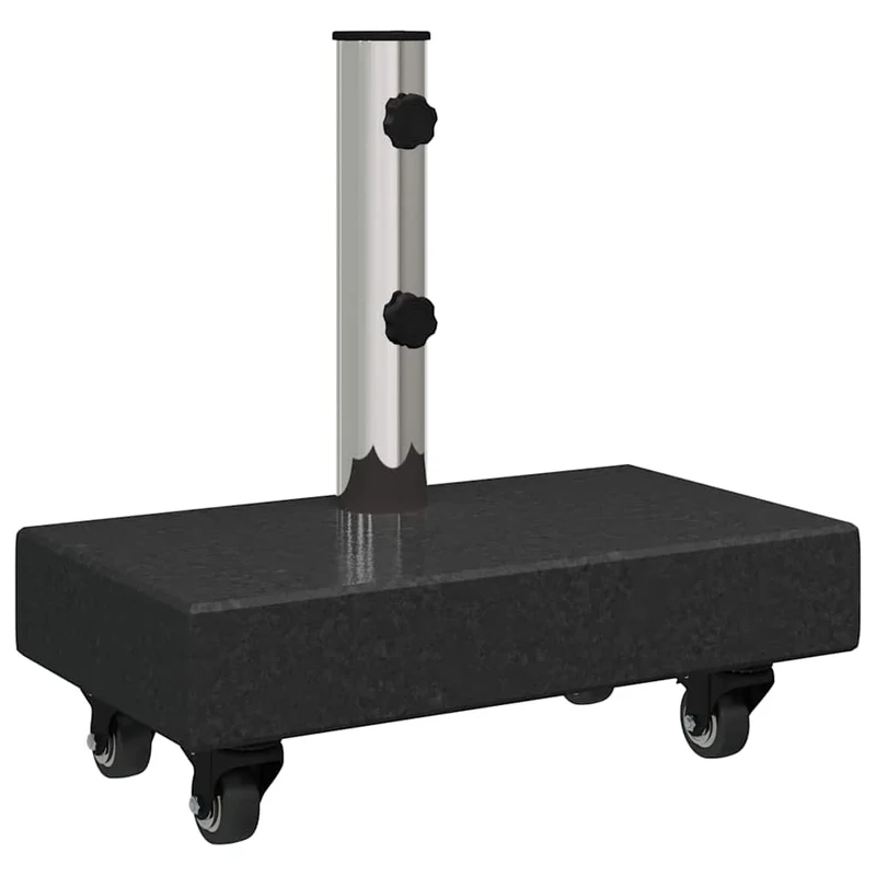 Base de parasol rectangulaire avec roues pratique jardin terrasse 45 x 25 x 45 cm en granit noir 02_0058857