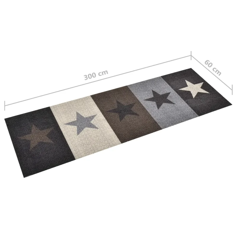 Tapis rectangulaire design étoilé cuisine couloir 300 x 60 cm antidérapant lavable en polyamide bleu 02_0046524