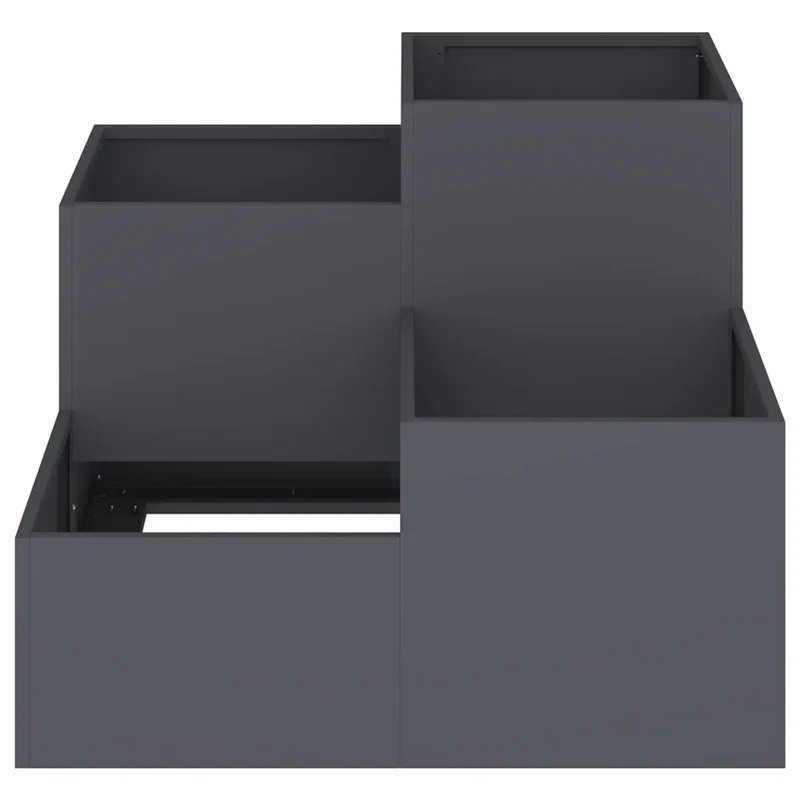 Cache-pot de jardin rectangulaire moderne 80 x 80 x 60 cm ambiance sophistiquée en acier anthracite 02_0052069