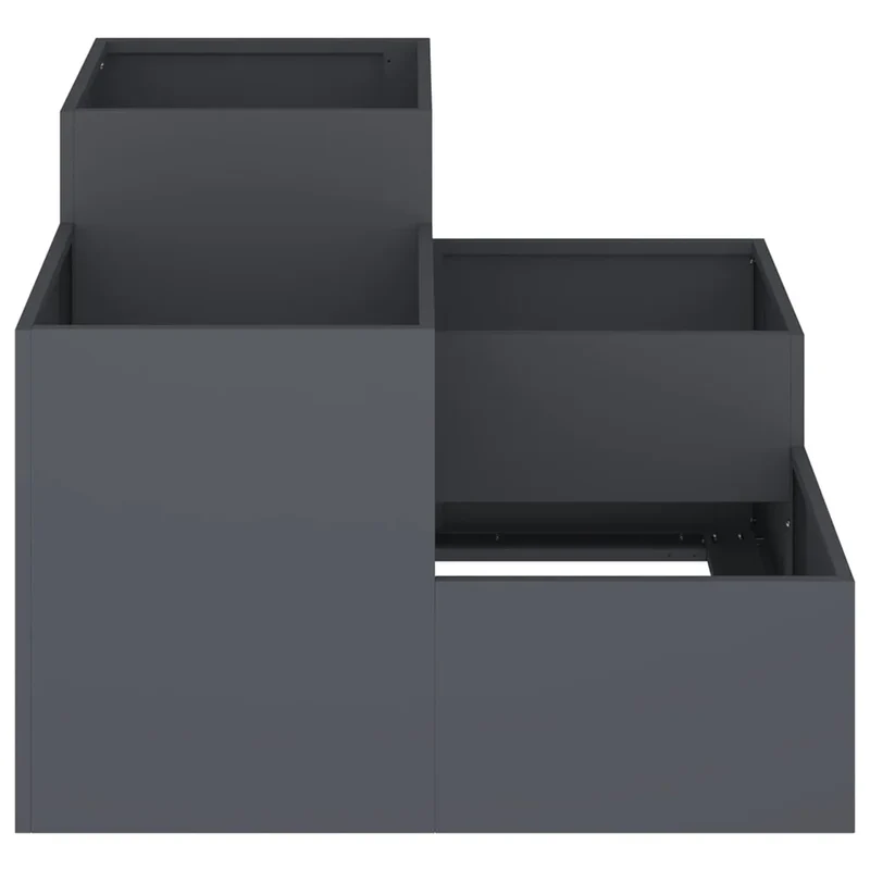Cache-pot de jardin rectangulaire moderne 80 x 80 x 60 cm ambiance sophistiquée en acier anthracite 02_0052069