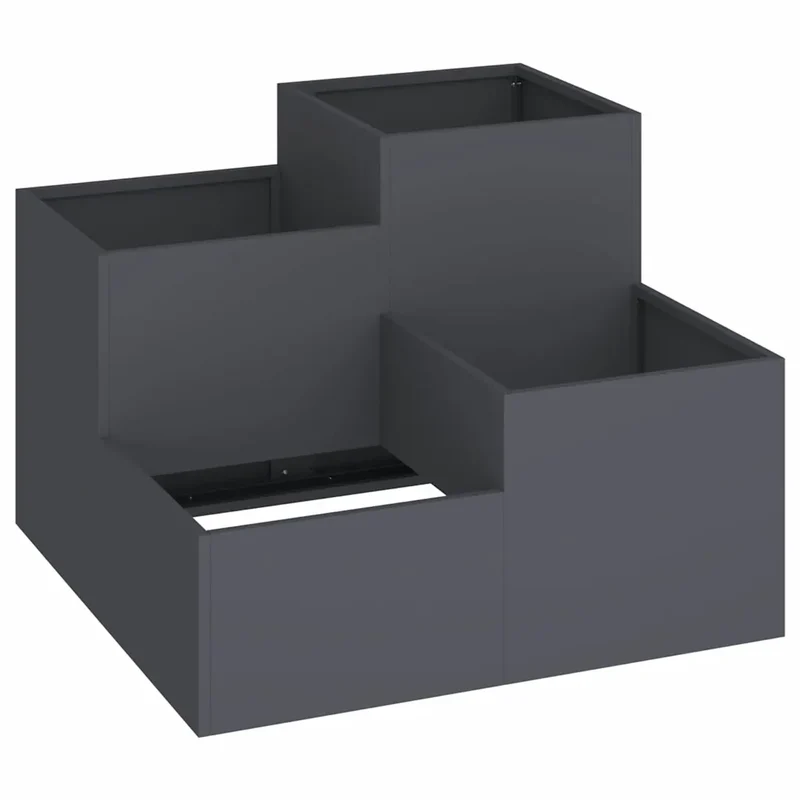 Cache-pot de jardin rectangulaire moderne extérieur 100 x 100 x 60 cm en acier anthracite 02_0052076